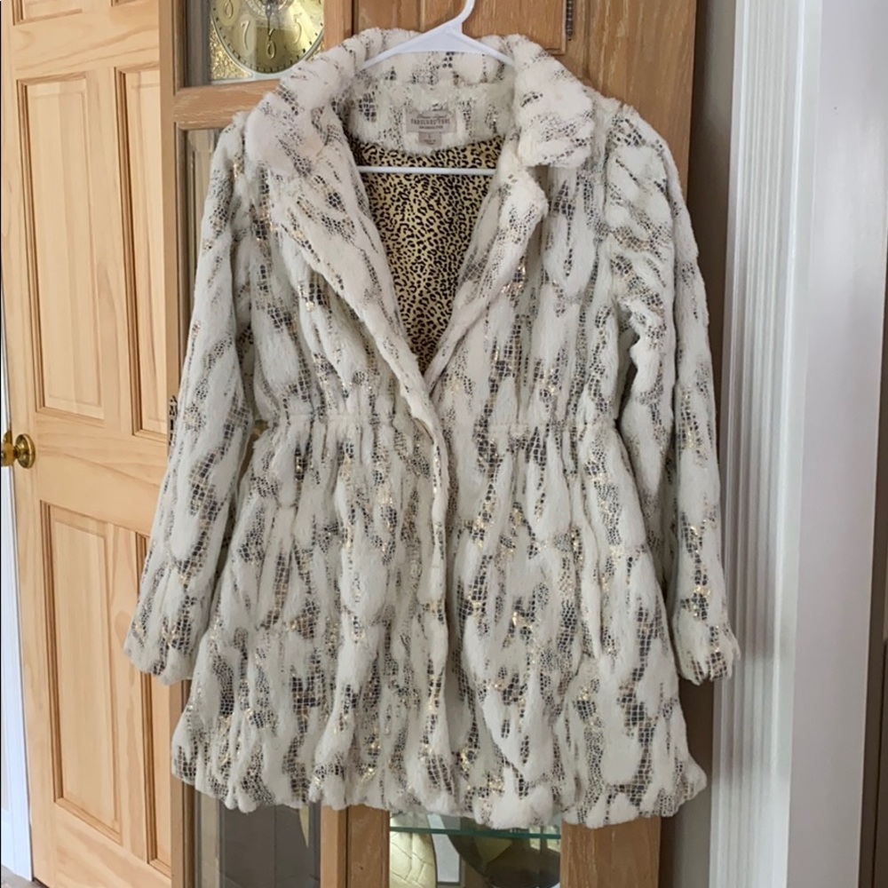 White gold black faux fur size large children